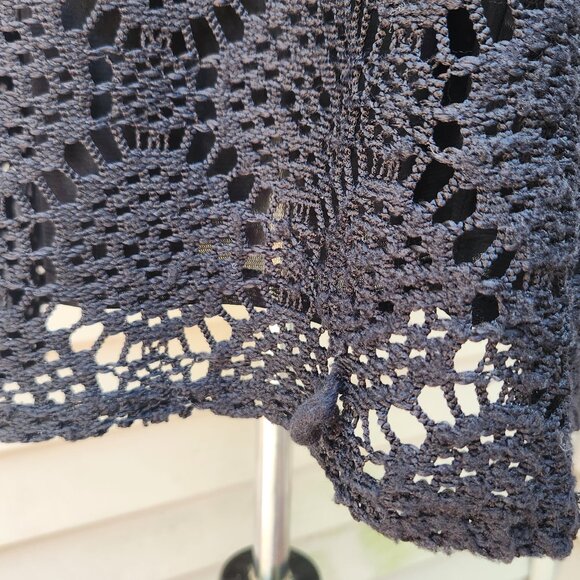 Madison Black Dress Crochet Knit Lace Short Sleeves Classic - Picture 8 of 12